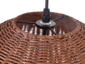 （Q)Hand Woven Brown Rattan Pendant Light, Vintage Style Rattan Basket Rattan Woven Pendant Light, Suitable For Dining And Living Rooms