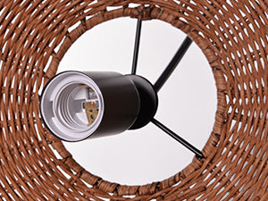 （Q)Hand Woven Brown Rattan Pendant Light, Vintage Style Rattan Basket Rattan Woven Pendant Light, Suitable For Dining And Living Rooms