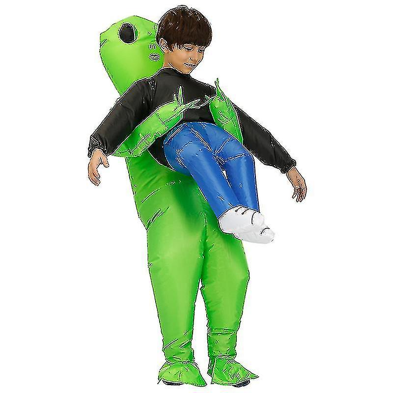 (Y)Green Alien Carrying Human Costume Inflatable Funny Blow Up Suit Cosplay For