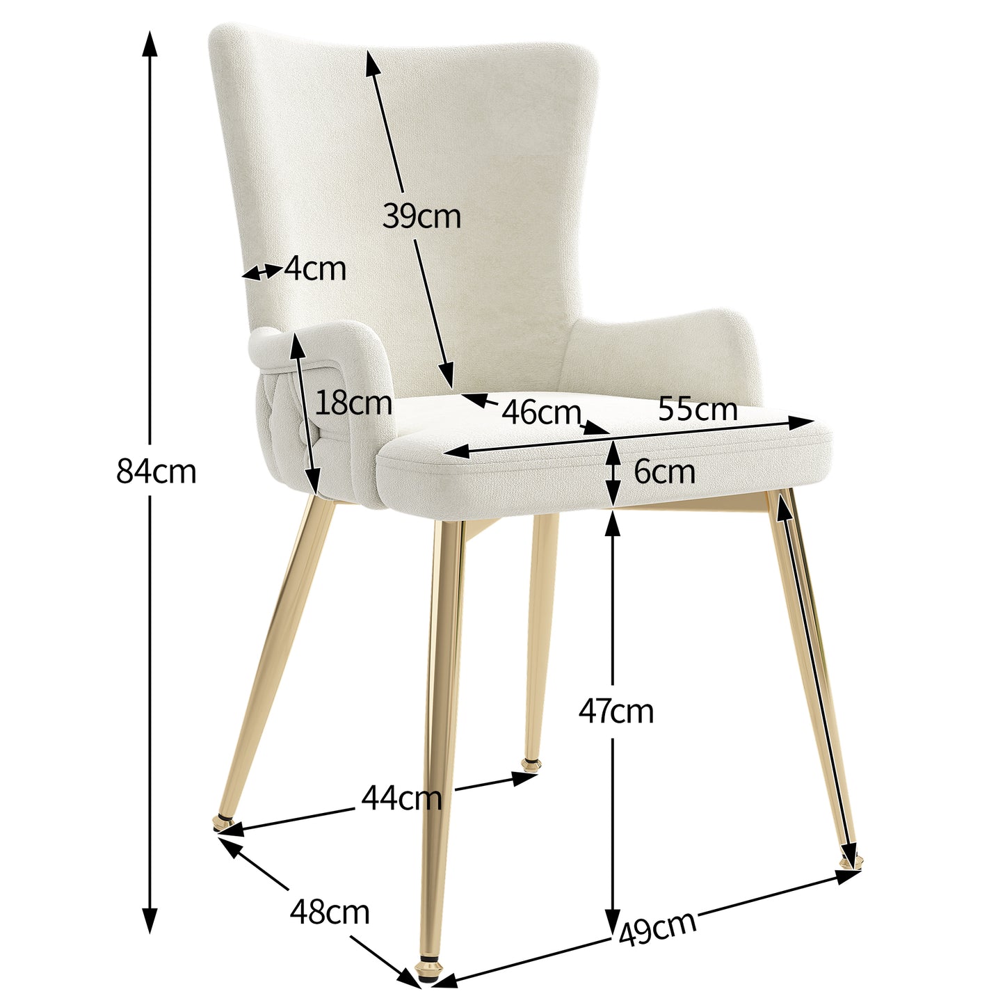 Beige Velvet Dining Chairs with Gold Legs - Luxurious Living Room Seating