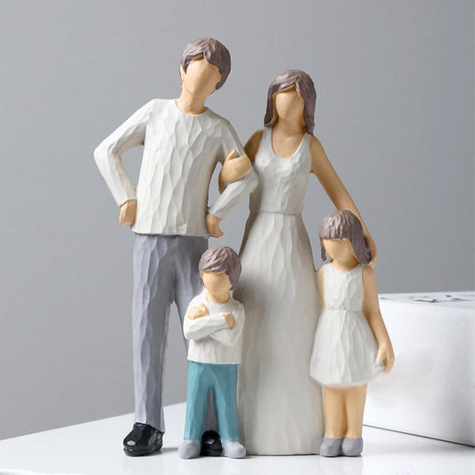 (Y)Resin Craft Figurines Family Member Statue Sculptures 4 Member Family