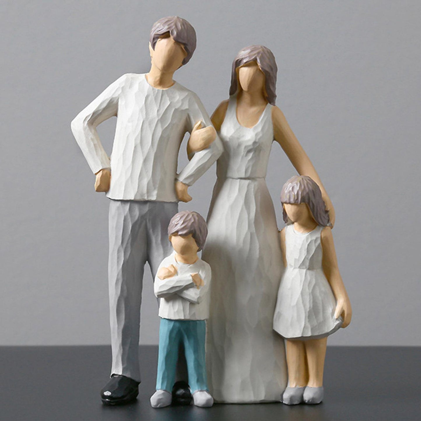 (Y)Resin Craft Figurines Family Member Statue Sculptures 4 Member Family