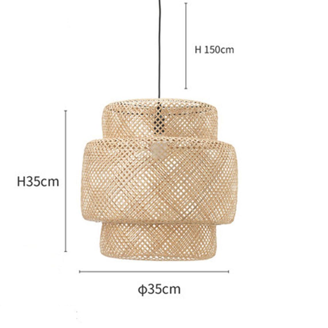 (M)Bamboo Pendant Lighting Drum Handmade Lampshade Fixture for Living Room