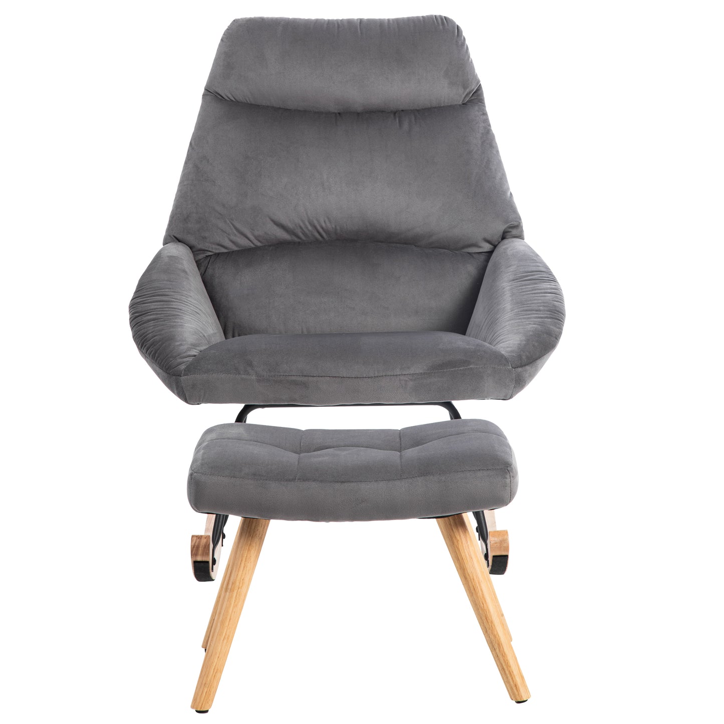 Ergonomic Grey Rocking Chair with Footstool