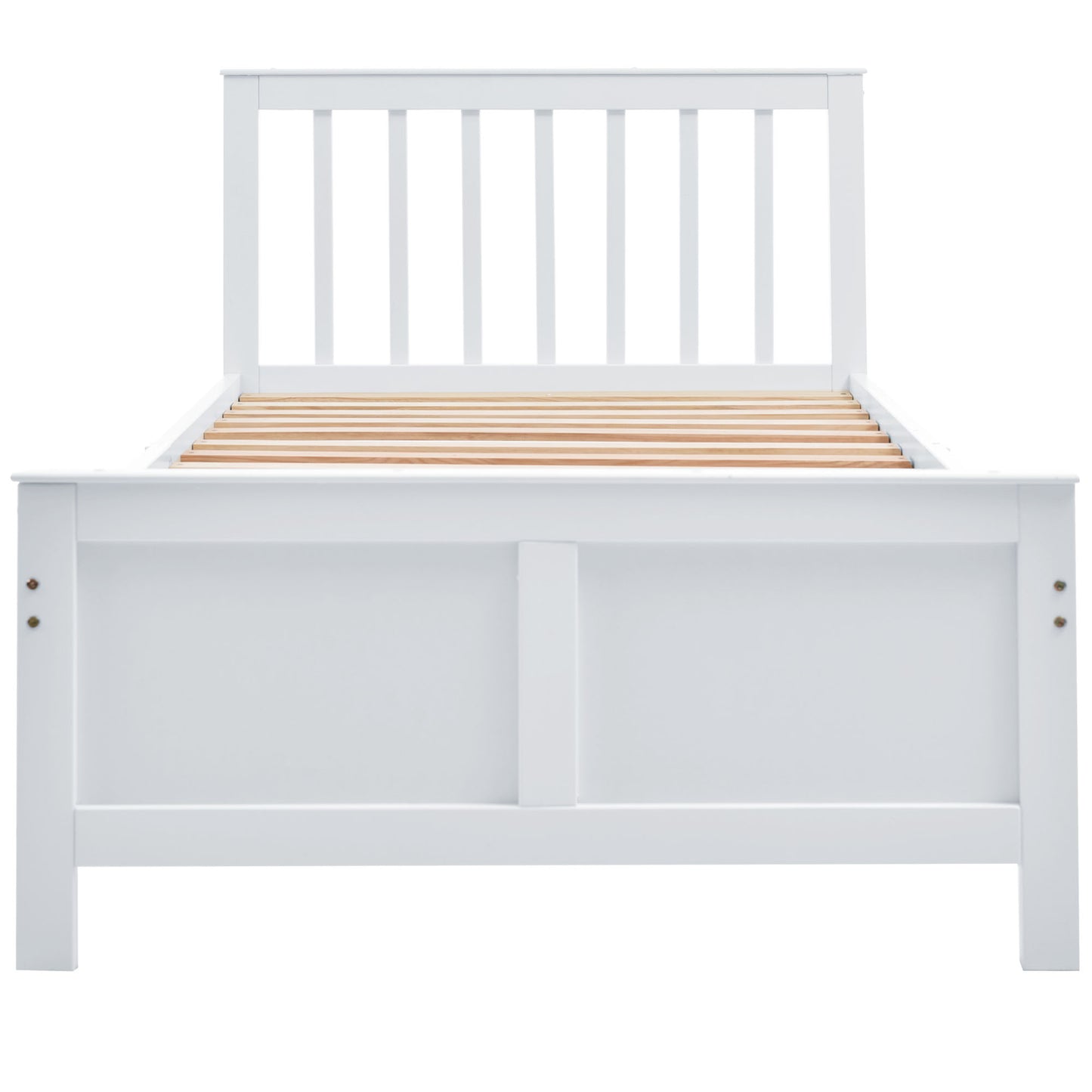 White Wooden Single Bed with Storage Drawers - Pinewood Frame-90x200cm