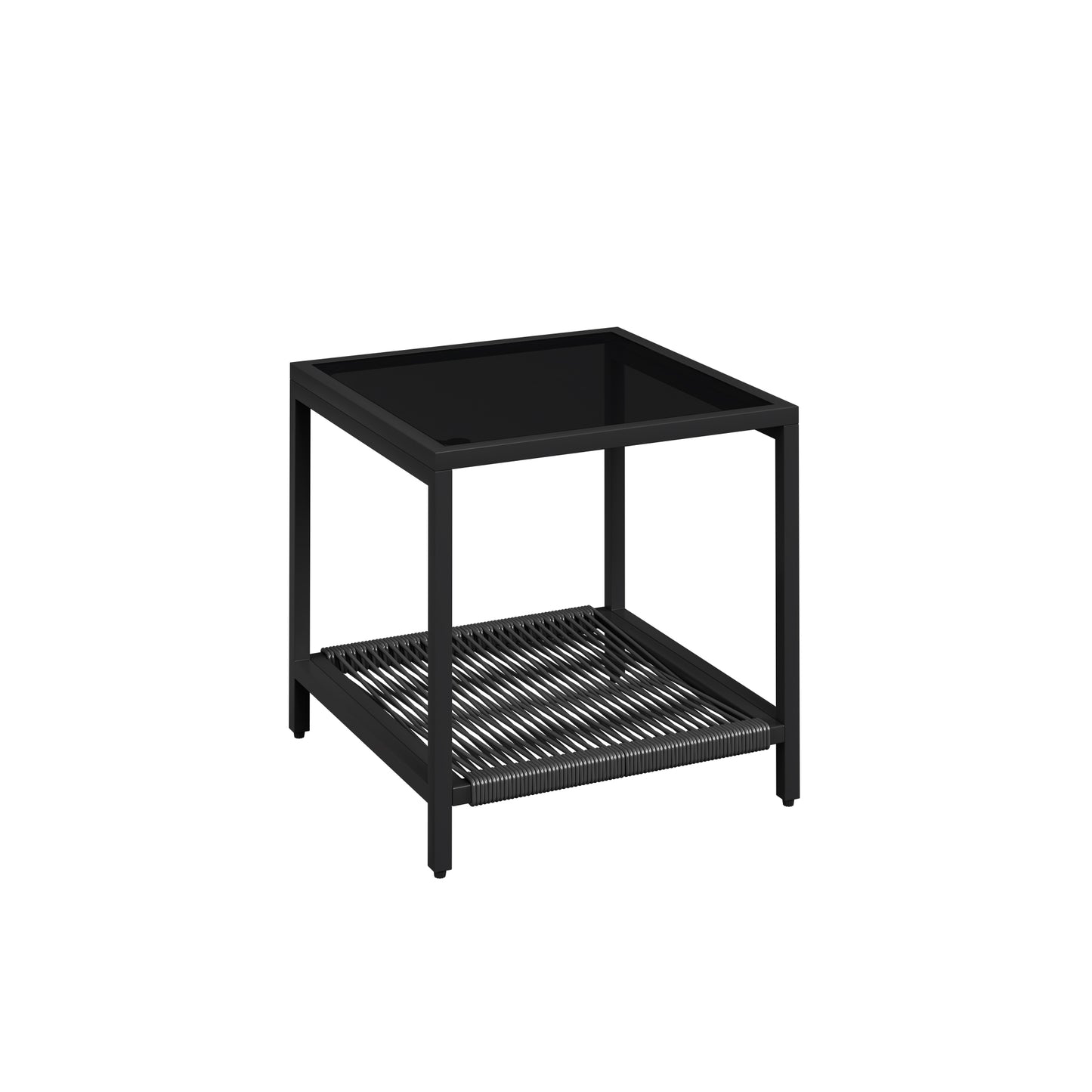 3-piece set, rope rocking chair set, glass coffee table with seat cushion and backrest, suitable for garden, terrace