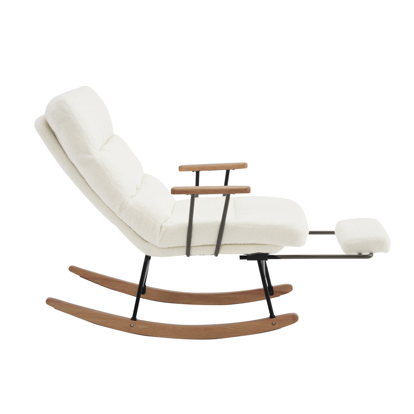 Gravity-Adjusted Comfortable Rocking Lounge Chair with Manual Footrest