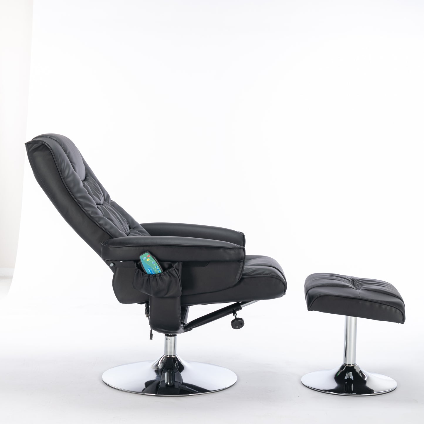 Luxurious PU Leather Massage Chair with Ottoman - 5-Point Massage for Home Relaxation