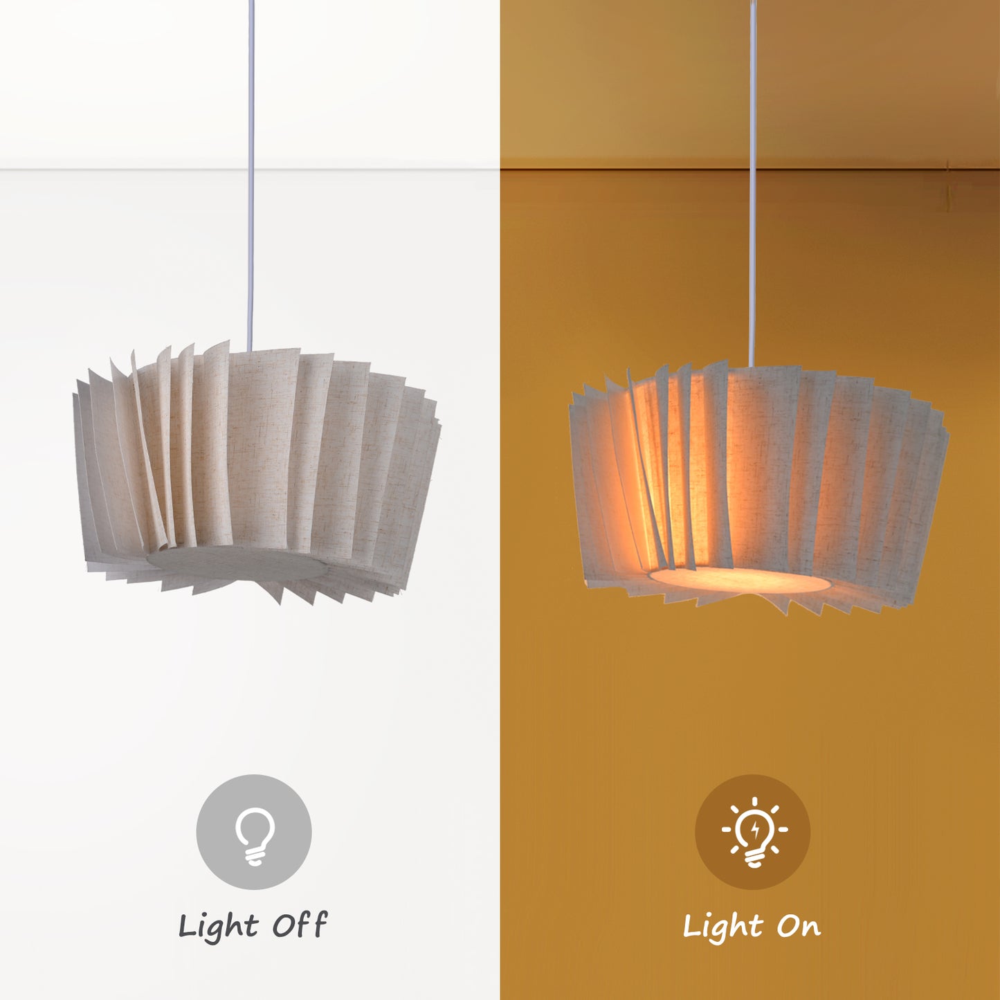 (Q) Beige Fabric Pendant Light, Nordic Modern Minimalist Style Fabric Pendant Light, Suitable For Bedrooms, Living Rooms, Kitchen Islands