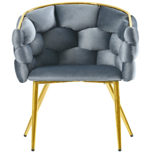 Gray Velvet Bubble Chair,Gold-Plated Legs, Modern Living Dining Set