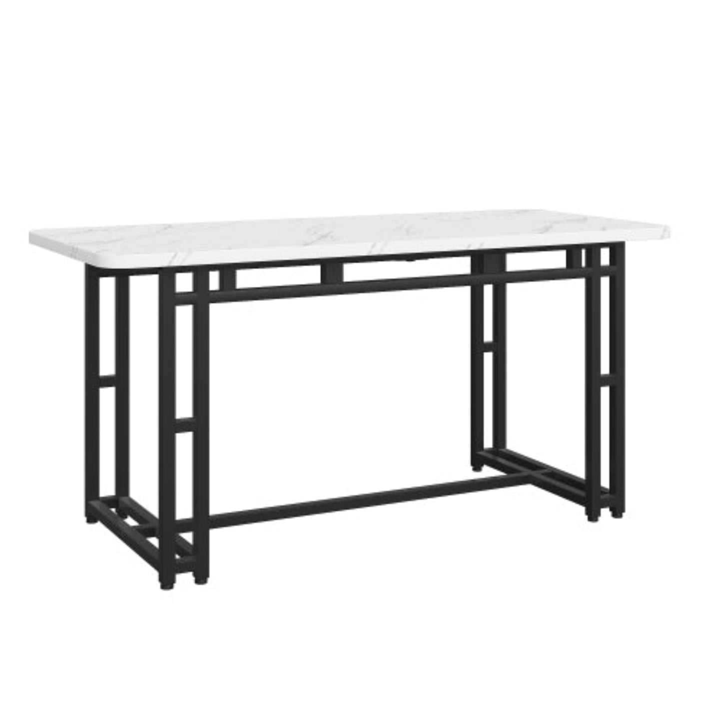 Black Metal Frame Dining Table,140x80cm, Modern Rectangular, for Living Dining Room