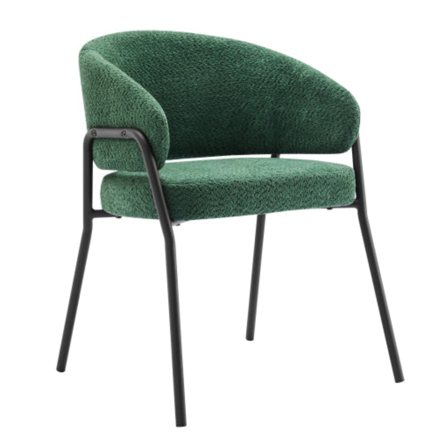 (p)Lush Green Velvet Dining Chair-Modern Living Room Armchair with Black Legs