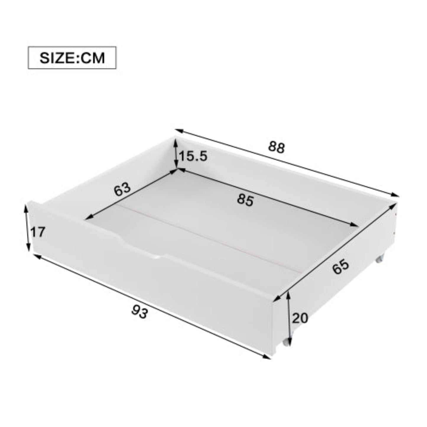 Compact Storage Solution,Foldable Bed with 2 Drawers - MDF on Castor