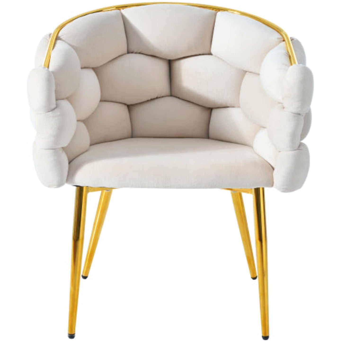 Beige Bubble Dining Chair,Gold Legs, Luxury Velvet, Gold Frame