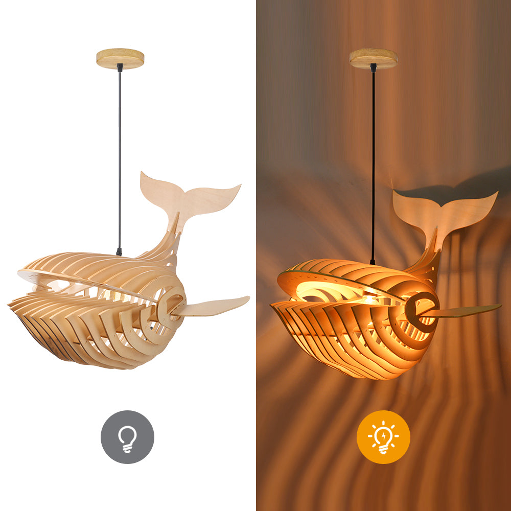 Arturesthome Laser Cut File Whale lamp wood pendant light fixture DIY shark lampshade hanging shadow lamp