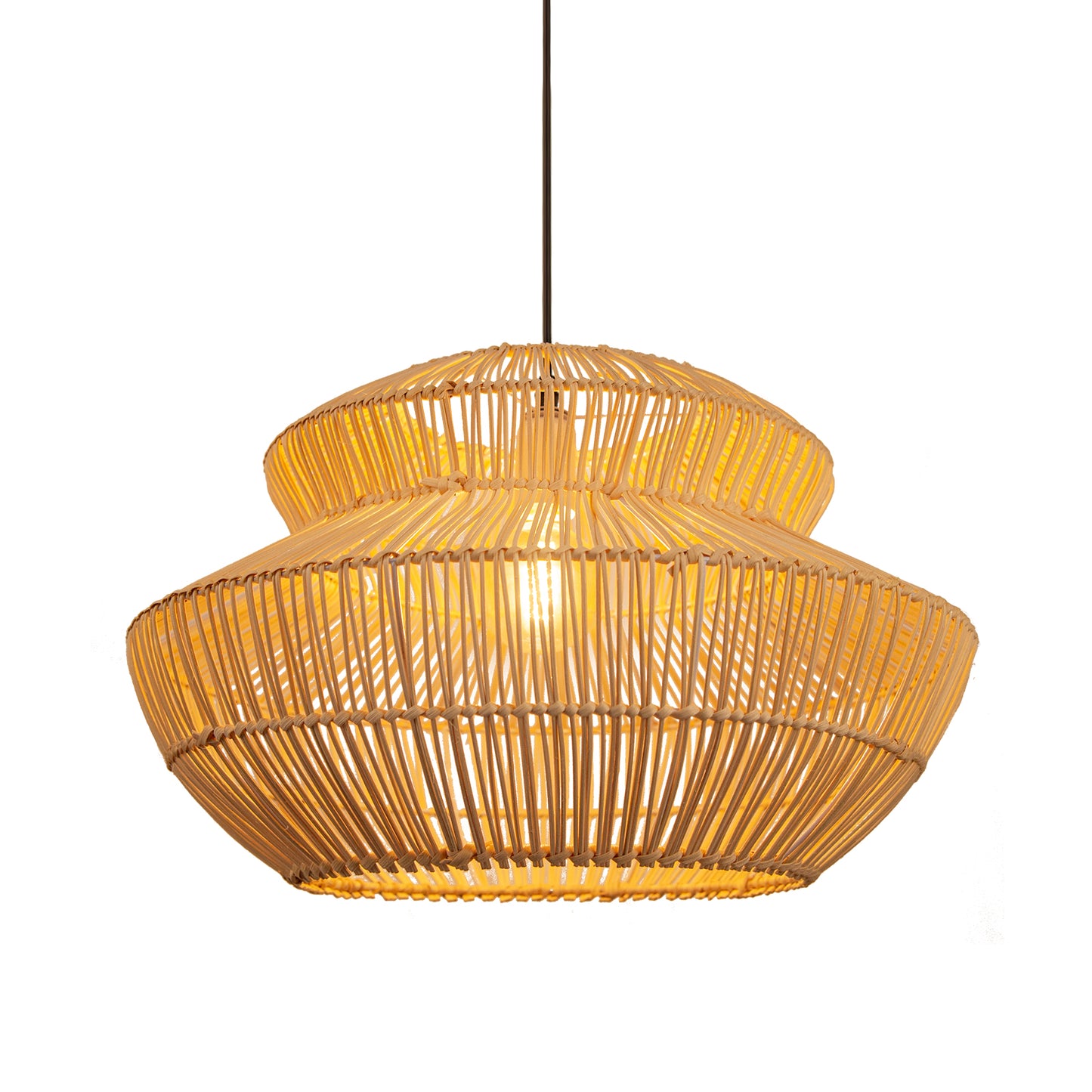 (Q)Handmade Rattan Pendant Light,,Rustic Style Rattan Pendant Light,Rattan Dome Decoration,Suitable for Living Room,Dining Room,Coffee Shop