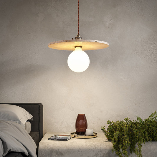 (Z)Chandelier Nordic Style Single Head Pendant Lamp Natural Stone Shade,Adjustable Height Hanging Pendant