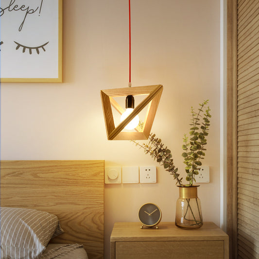 (Z)Nordic Wooden Pendant Lights Triangle Pendant Lights Living Room Bedroom Kitchen Hanging Lamps Home Decor