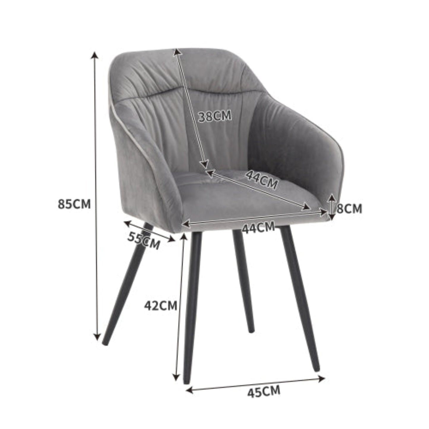 (p)Grey Velvet Dining Chairs with Metal Legs - Upholstered for Luxurious Living and Dining