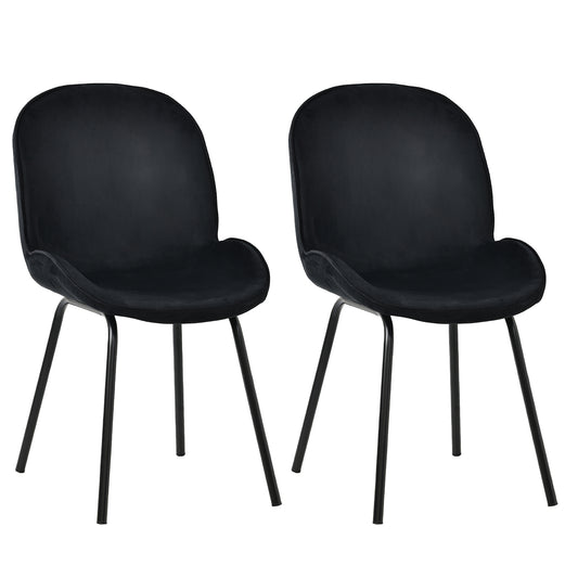 Pair of Velvet Dining Chairs-Round Back, Metal Frame, 150kg Load Capacity