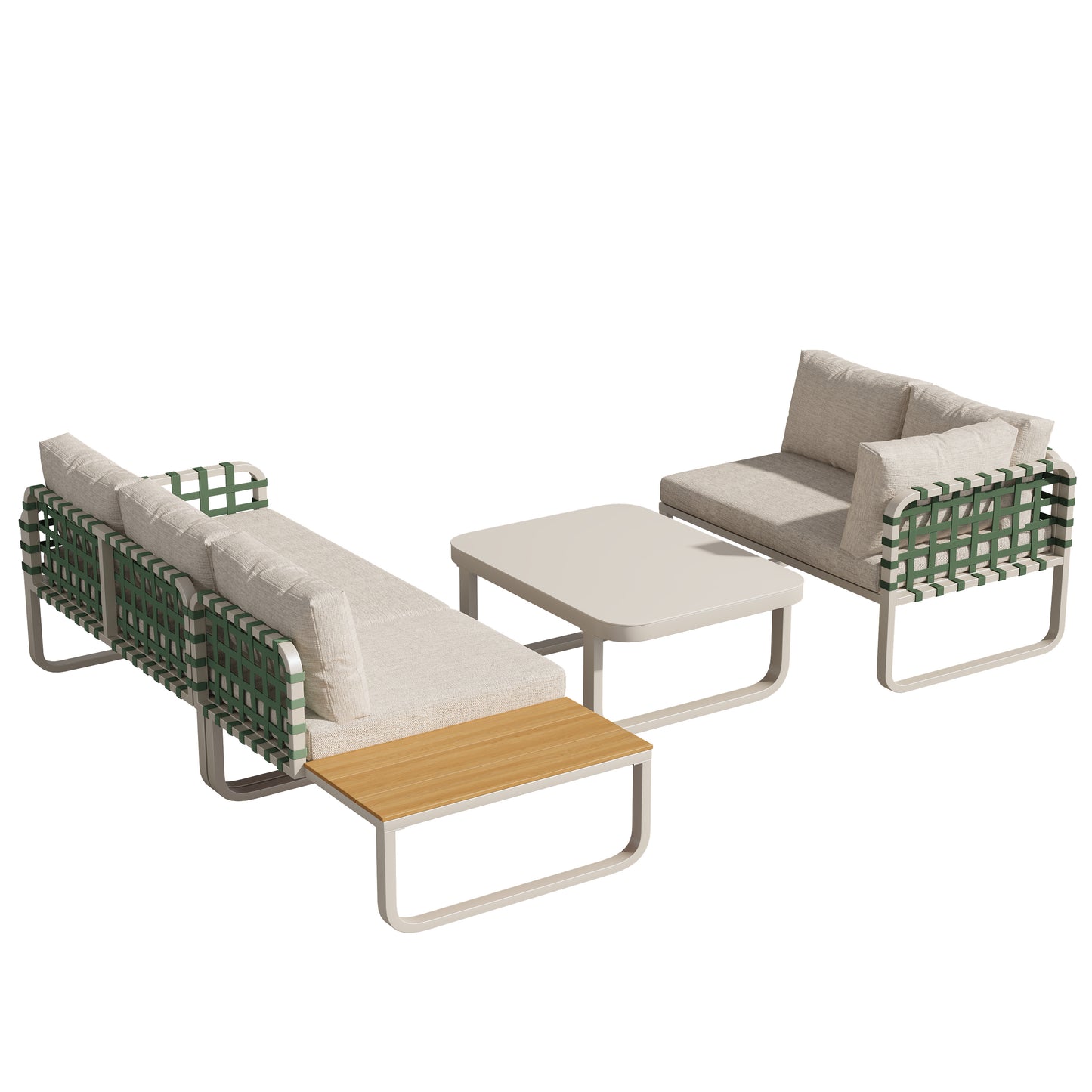 Garden lounge set, modern outdoor sofa set (includes all seat and back cushions), balcony set, garden and terrace, apricot