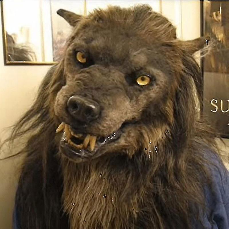 (Y)Werewolf face mask suitable for adult brown cosplay parties