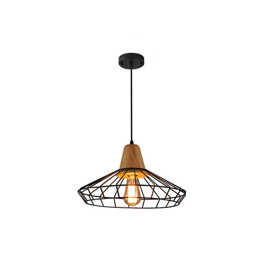 (Y)Industrial Pendant Lighting, Farmhouse Hanging Lamp with Wood & Metal Shande, 1-Light Kitchen Island Fixture Ceiling Light for Dining Room Bedroom Hallway Entryway