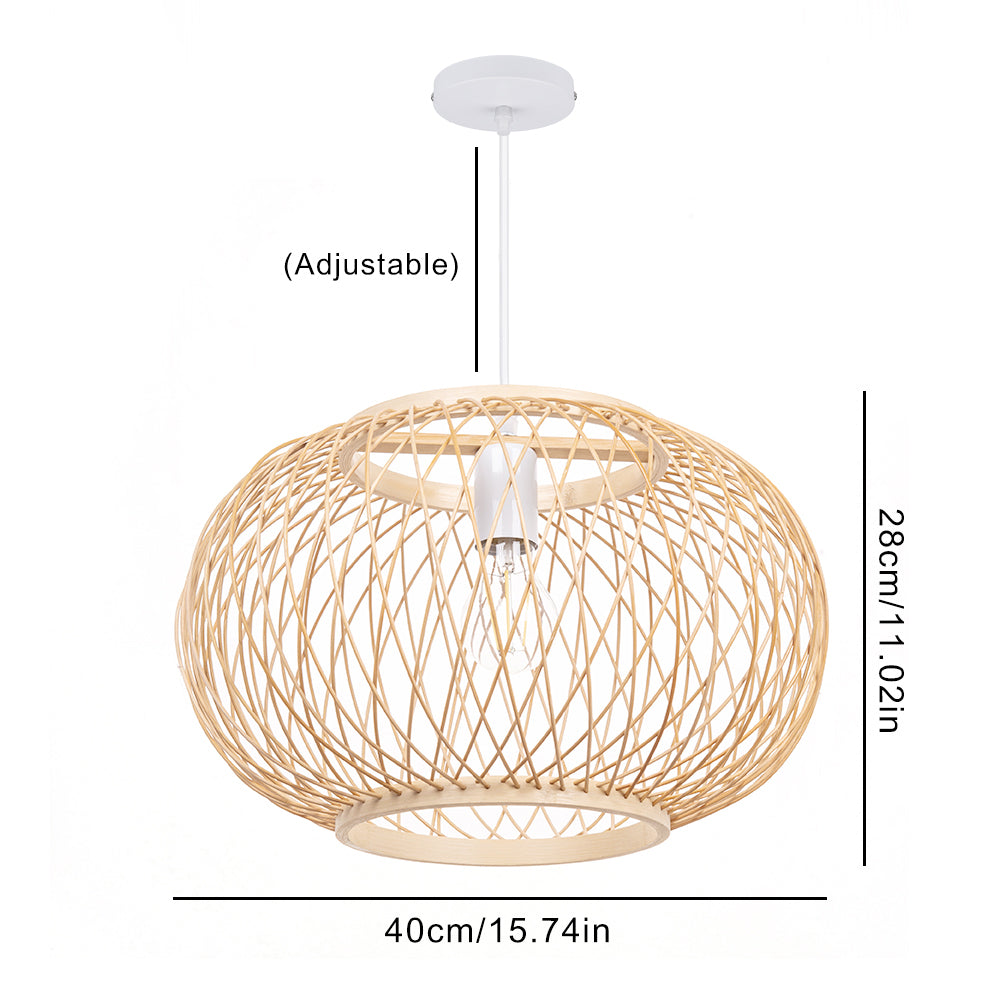 (M)Bamboo Pendant Lighting Globe Shade Boho Rattan Hanging Lights Fixture E27 for Kitchen Island