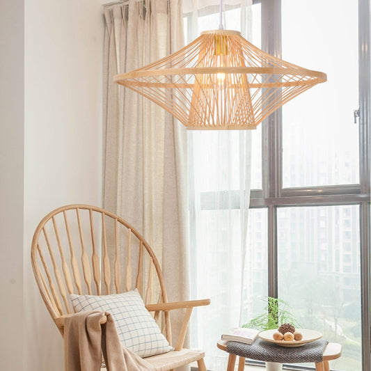 (M)Pendant Lighting Bamboo Handmade Hanging Chandelier 1 Light E27 for Kitchen Living Room