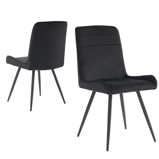 Black Ergonomic Dining Chairs-Technical Fabric, Metal Legs, Set of 2