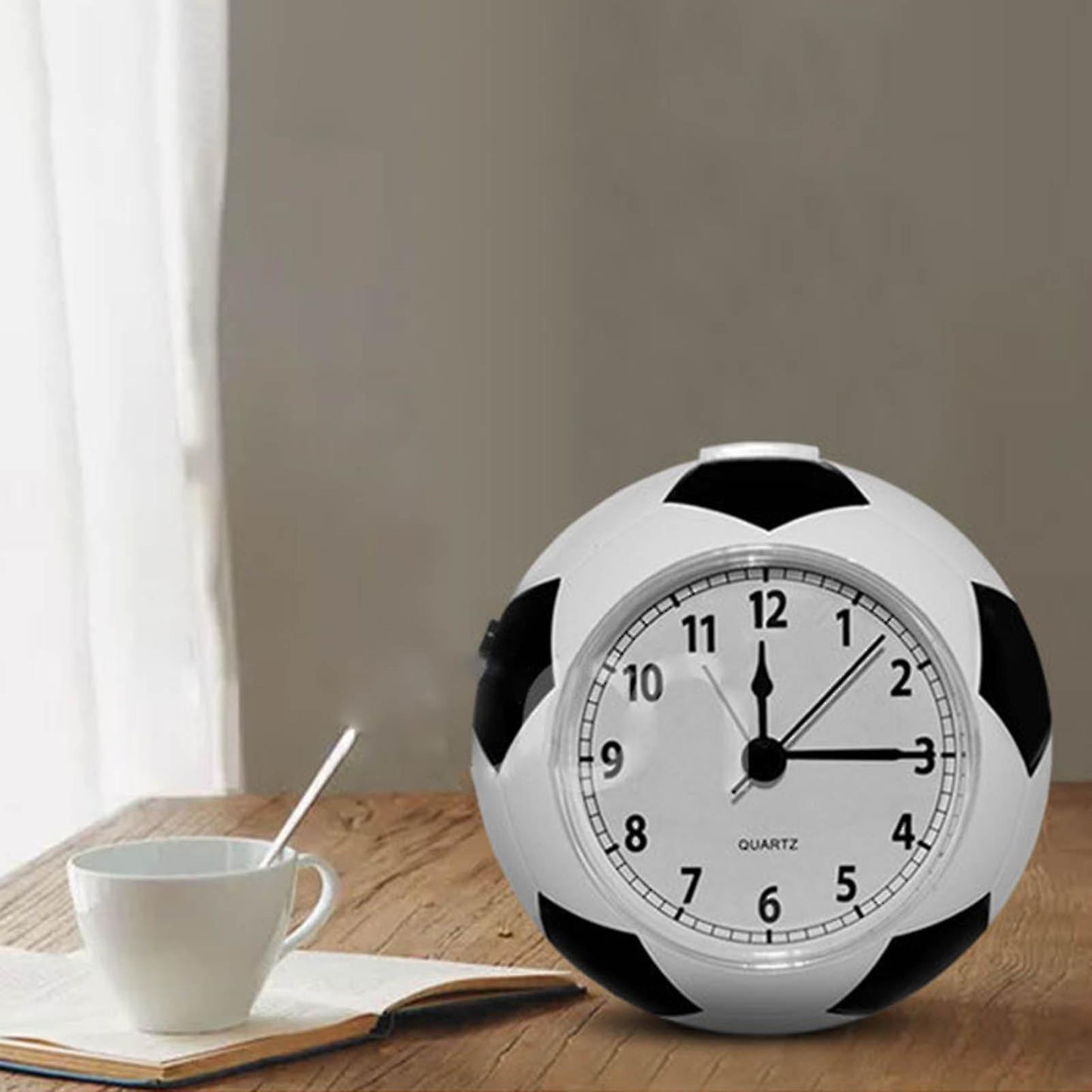 (Y)Boys Gift Creative Football Alarm Clock Desk Clock For Bedroom Home Decoration