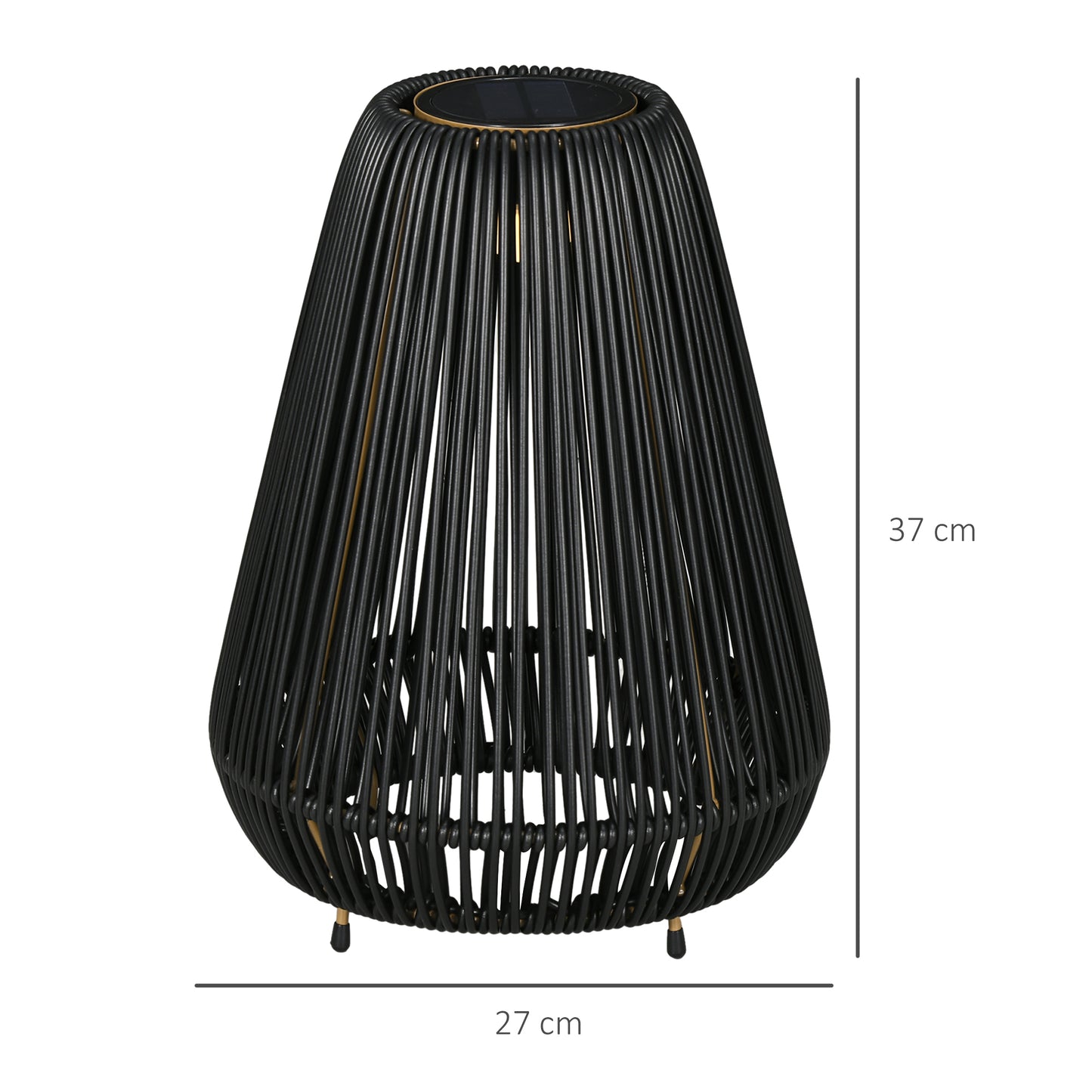 Solar Light Rattan Waterproof Street Light with Light Sensor, Automatic LED Garden Light, Outdoor Light, Black, Metal