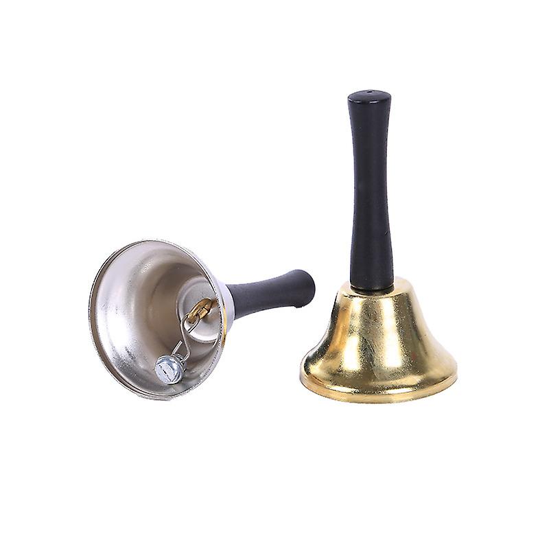 (Y)2 Pieces Metal Hand Bells Call Bell Service Hand Bells Black Wooden Handle Handbells Metal Handbells Musical Percussion