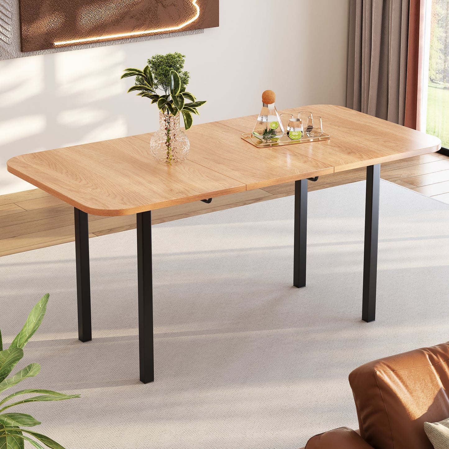 Classic Wood-Colored Extendable Dining Table