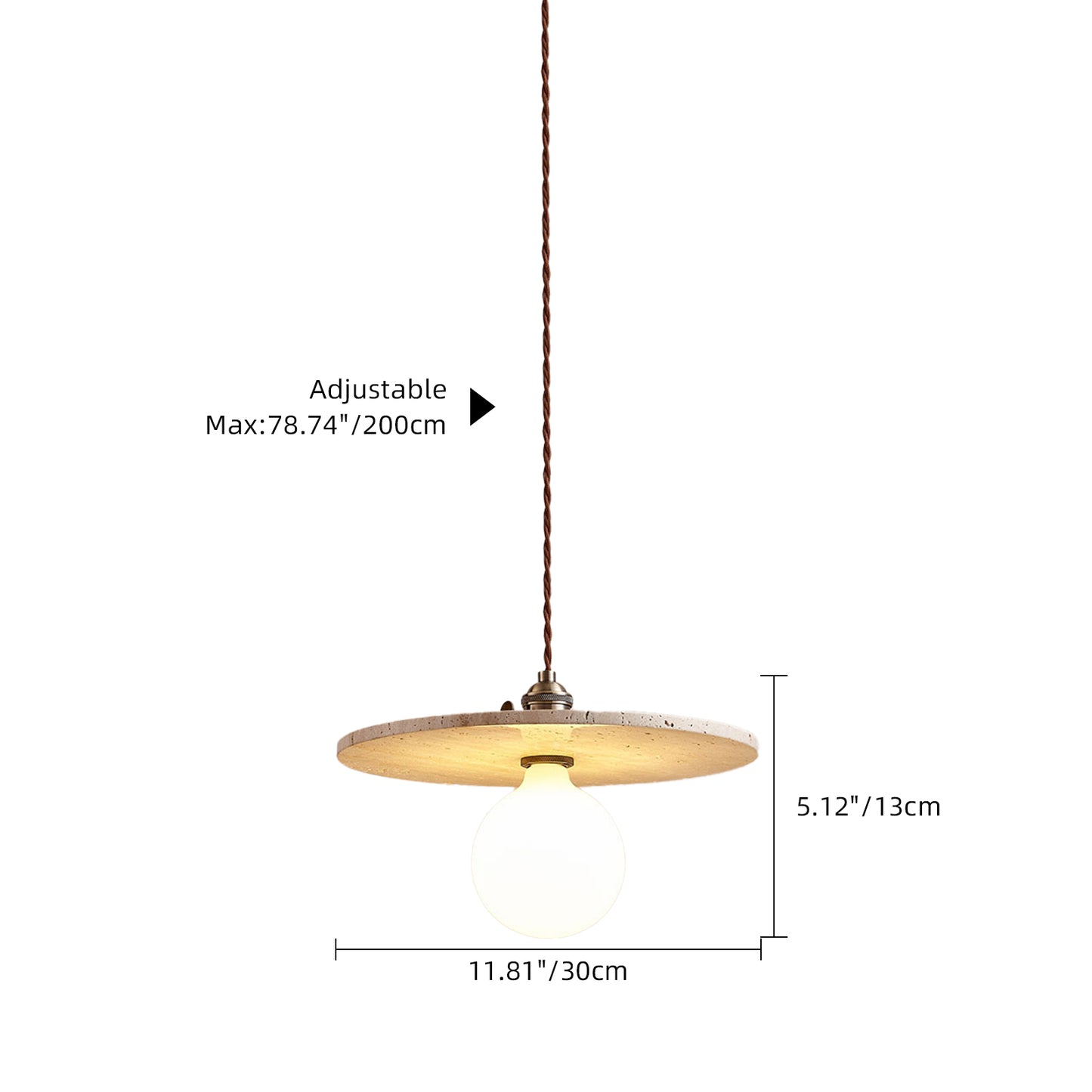 (Z)Chandelier Nordic Style Single Head Pendant Lamp Natural Stone Shade,Adjustable Height Hanging Pendant