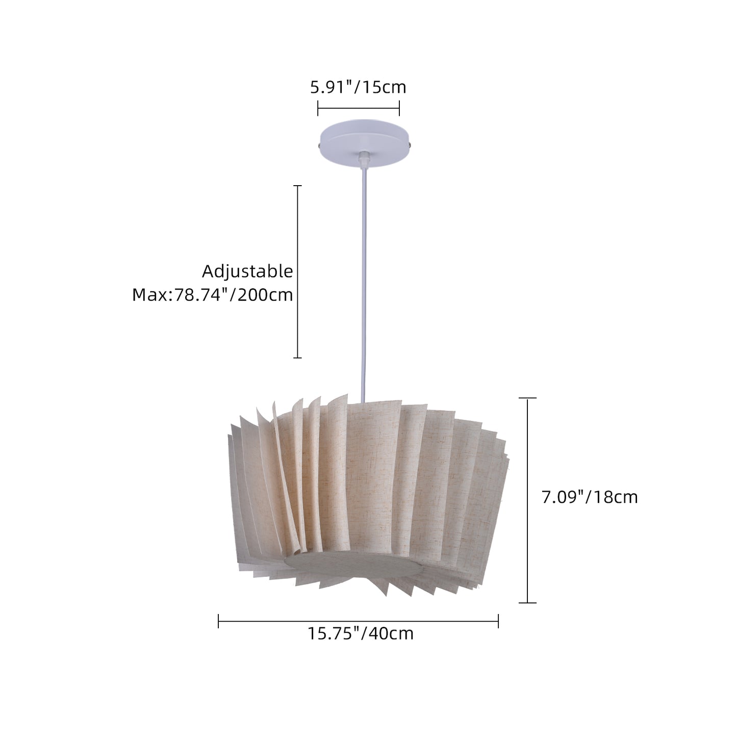 (Q) Beige Fabric Pendant Light, Nordic Modern Minimalist Style Fabric Pendant Light, Suitable For Bedrooms, Living Rooms, Kitchen Islands