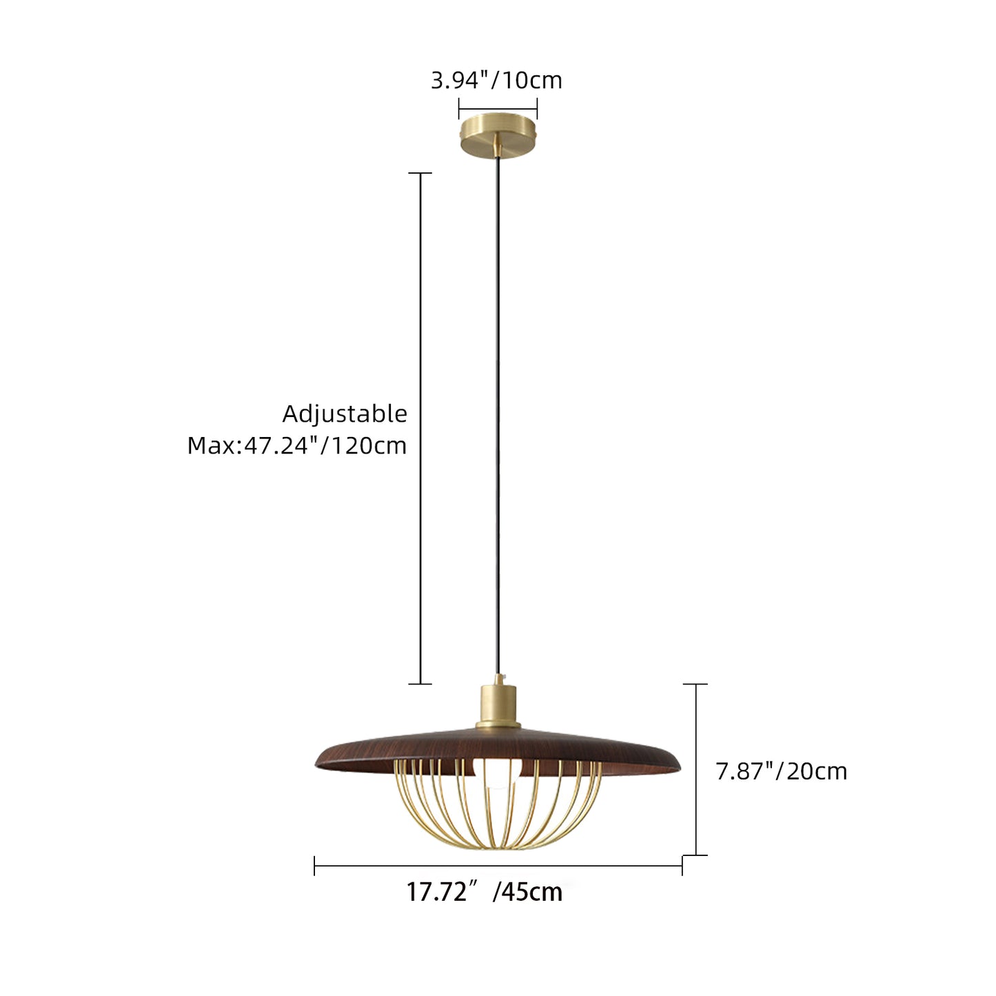 (Z)Iron Double-sided Woodgrain Chandelier Dark Walnut Pendant Chandelier Zen 1 Lights Suitable Restaurants Bedroom