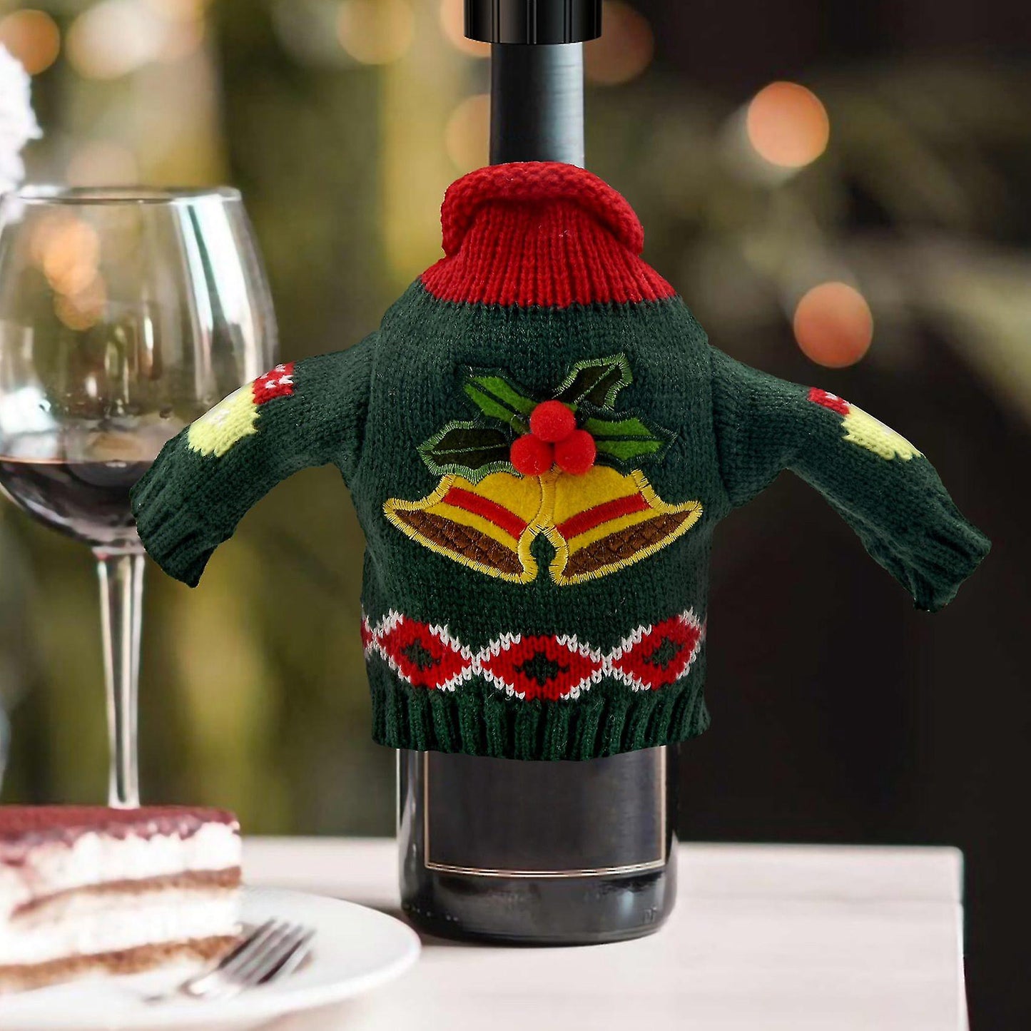 (Y)2PCS Christmas Wine Bottle Cover, Reusable Wine Bottle Clothes Sweater For Holiday Party Xmas Home