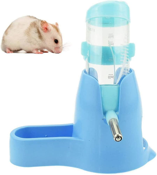 (Y)3 In 1 Hamster Hanging Water Bottle Pet Auto Dispenser With Base For Dwarf Hamster Mouse Rat Hedgehog (80ml, Blue) (shikai)