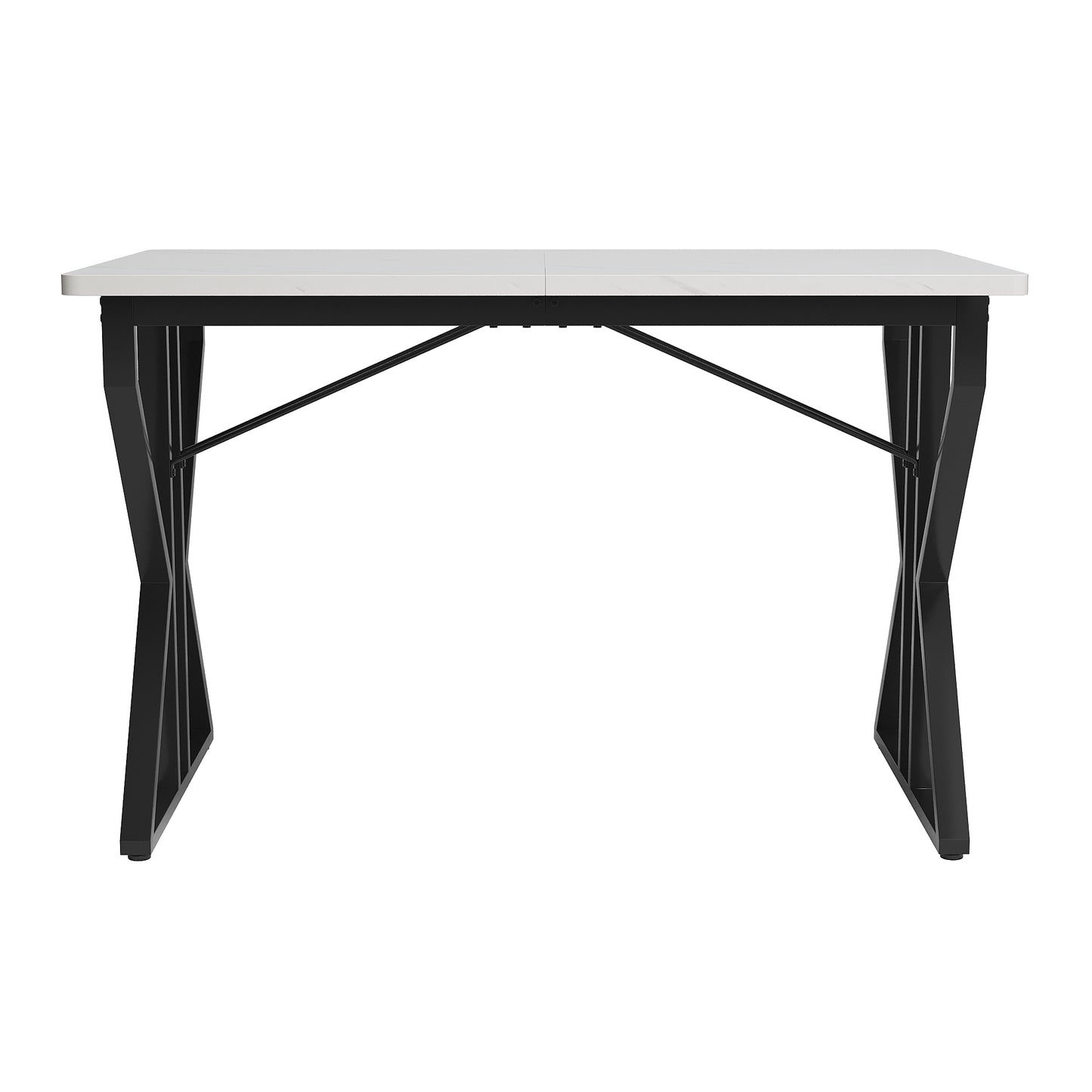 White Modern Marble Dining Table-Metal Legs, Stable Frame, Suitable for Kitchen or Living Room