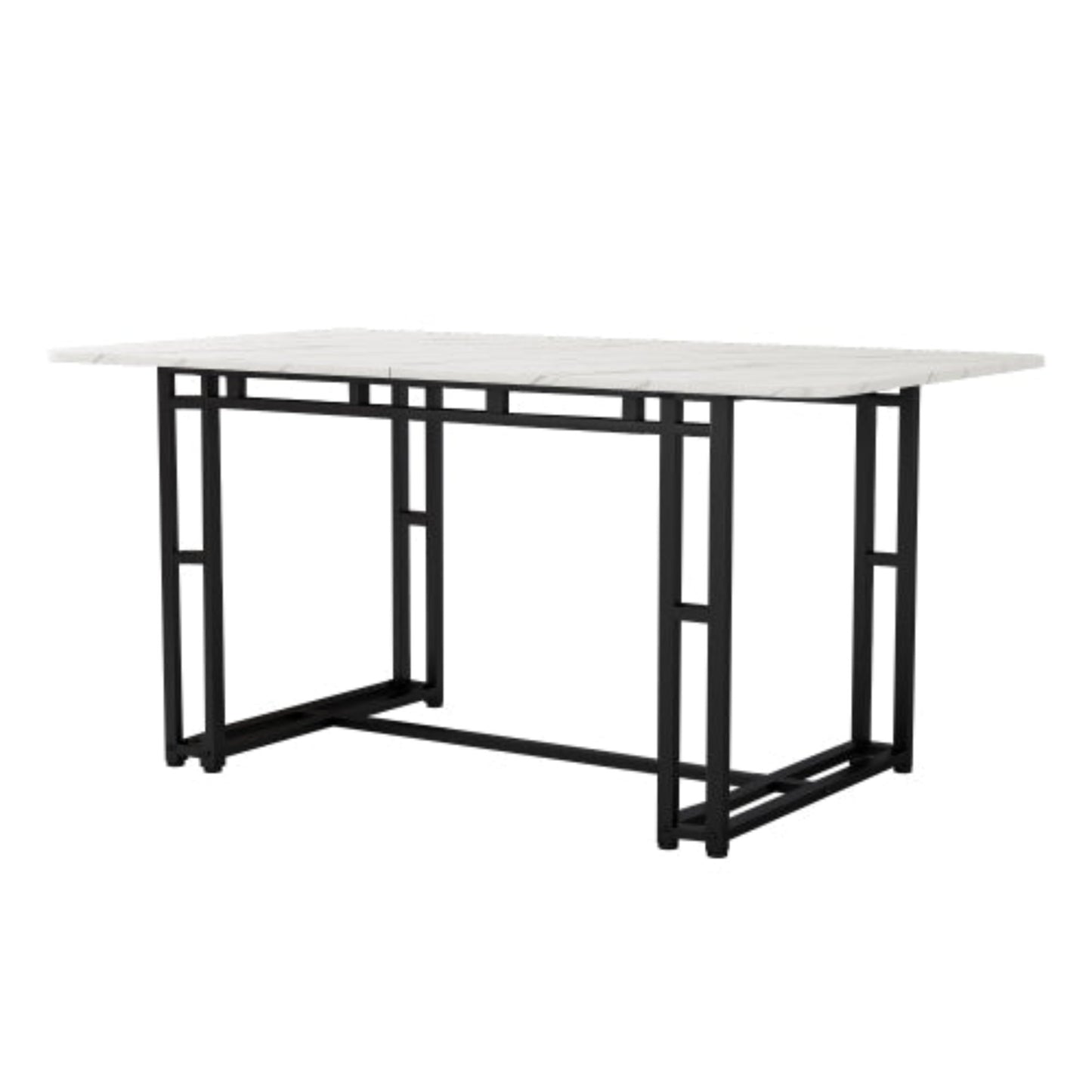 Black Metal Frame Dining Table,140x80cm, Modern Rectangular, for Living Dining Room