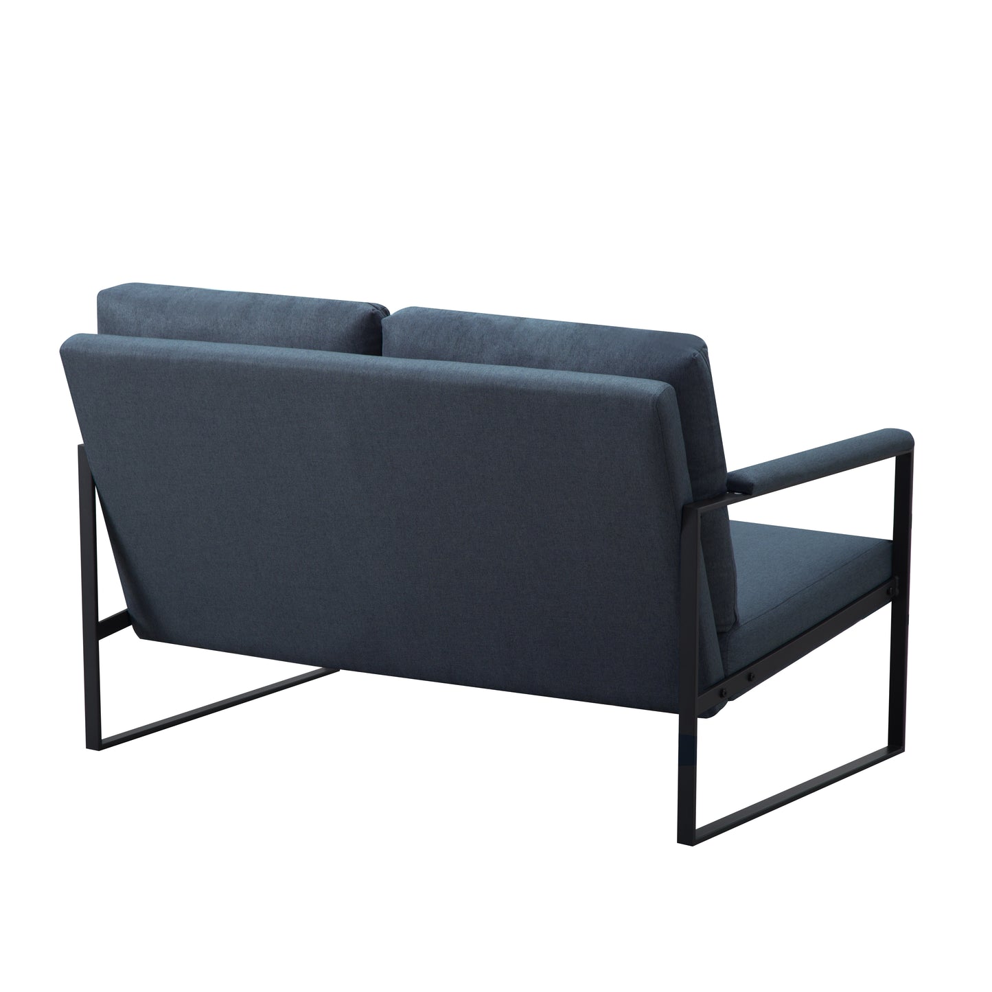 A simple - optimized double - seater sofa with a metal frame.