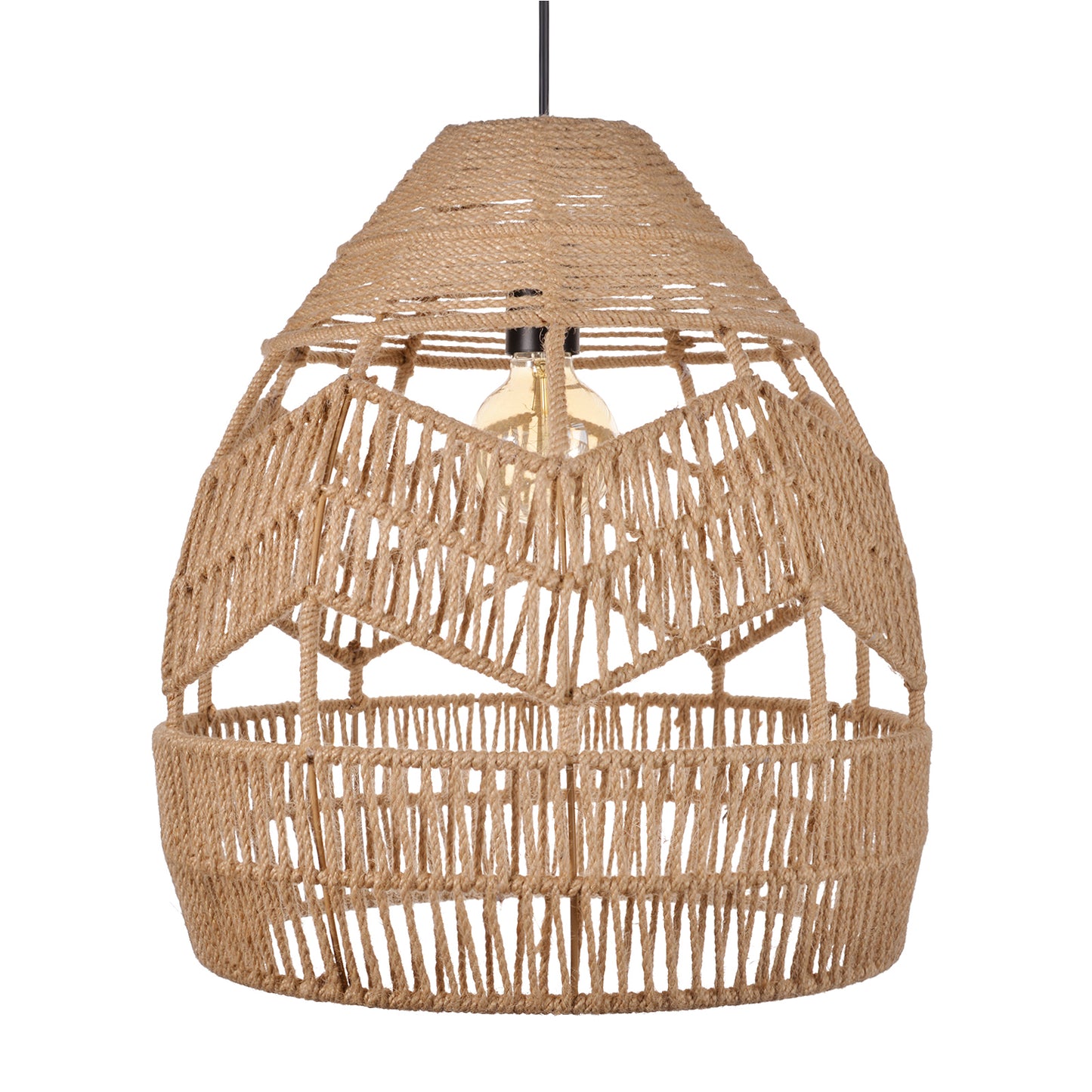 (Z)ARTURESTHOME Natural Woven Rope Pendant Light Boho Chic Hanging Lamp Handcrafted Rattan Light Fixture for Dining Room Living Room Bedroom Decor