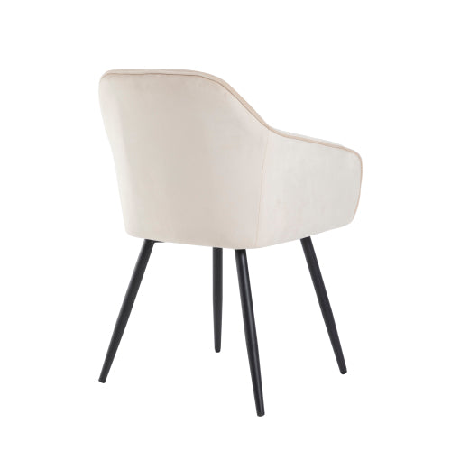 (p)Beige Velvet Dining Chairs with Metal Legs - Upholstered for Elegance and Comfort