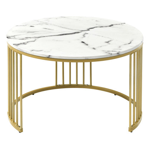 Modern Nesting Coffee Tables-Marble Veneer, Golden Frame, Versatile Side Tables-Set of 2