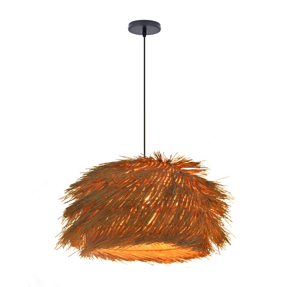 (Q)Hand Woven Bamboo and Rattan Pendant Light, Vintage Home Lighting Pendant Light, Bohemian Style, Suitable for Bedrooms and Restaurants