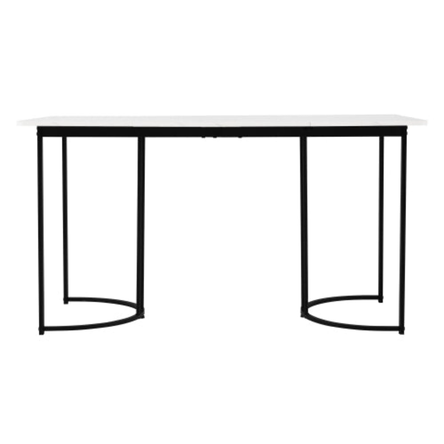 Modern Marble Pattern Dining Table,Metal Frame, Adjustable Feet, WhiteBlack