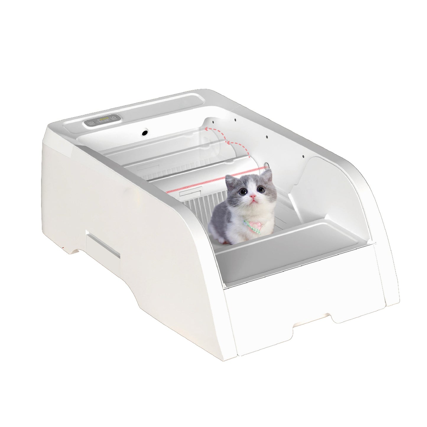 Fully automatic cleaning cat litter box - open space - app automatically detects cats