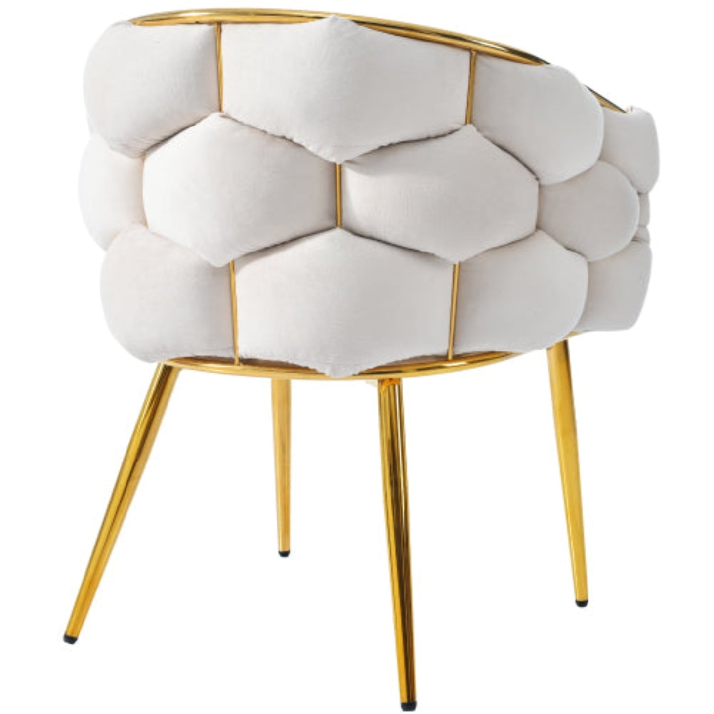 Beige Bubble Dining Chair,Gold Legs, Luxury Velvet, Gold Frame