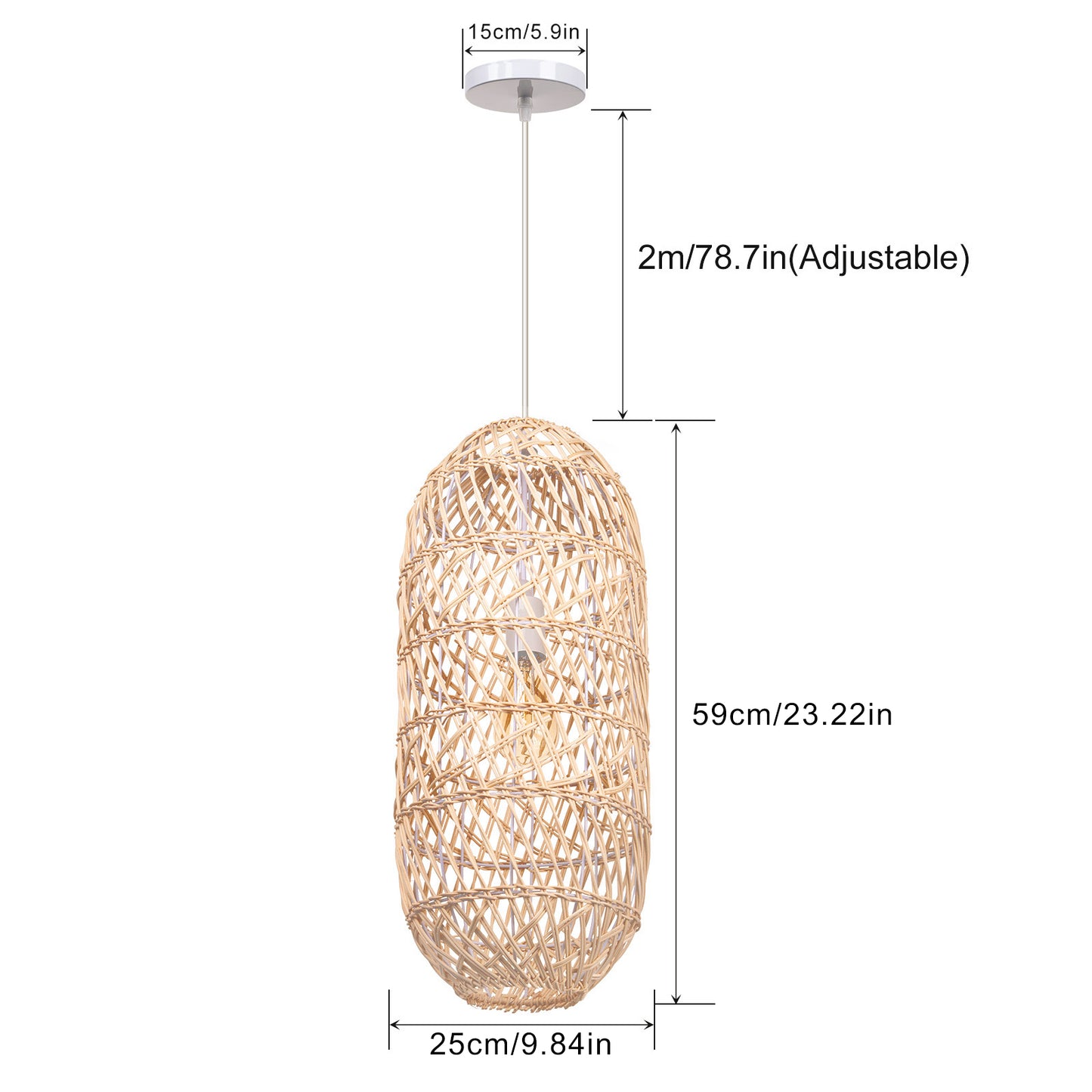 (Z)ARTURESTHOME Bamboo Pendant Lamp Globe Lampshade Ceiling Pendant Lamp E27 for bedroom living room kitchen